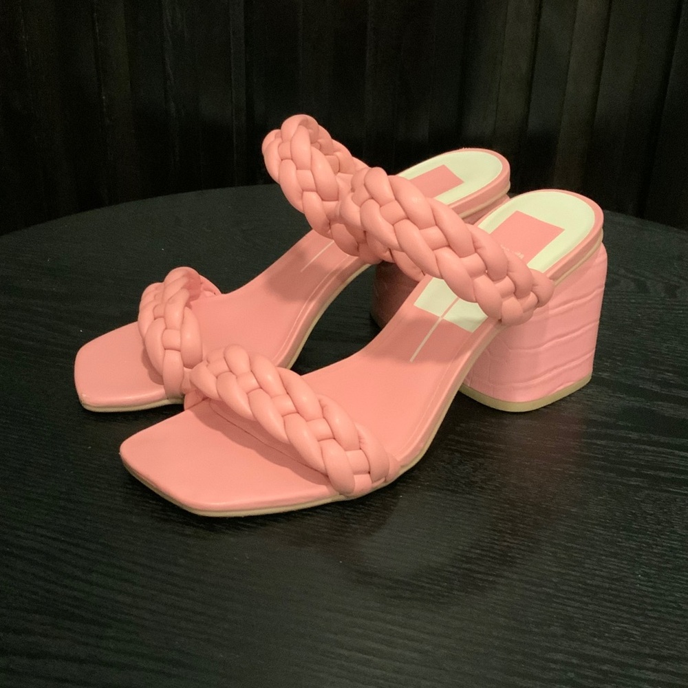 Dolce Vita Pink Braided Block Heel Sandals
